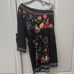 SHEIN Black Floral Off-Shoulder Blouse